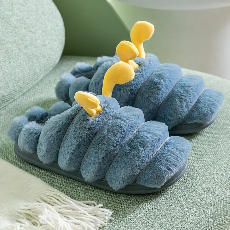 Girl boy cartoon slippers cute plush animal PVC family slippers rabbit fur soft and comfortable cotton slippers