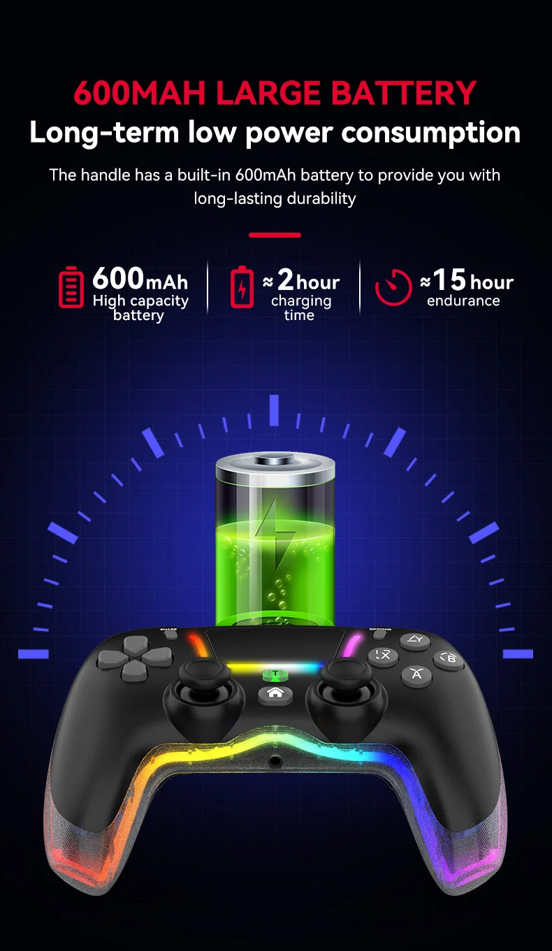 P07 Wireless Joystick For PS4/Switch/IOS/Android/PC RGB Gaming Controller BT Handle Console Accessories No Delay Gamepad