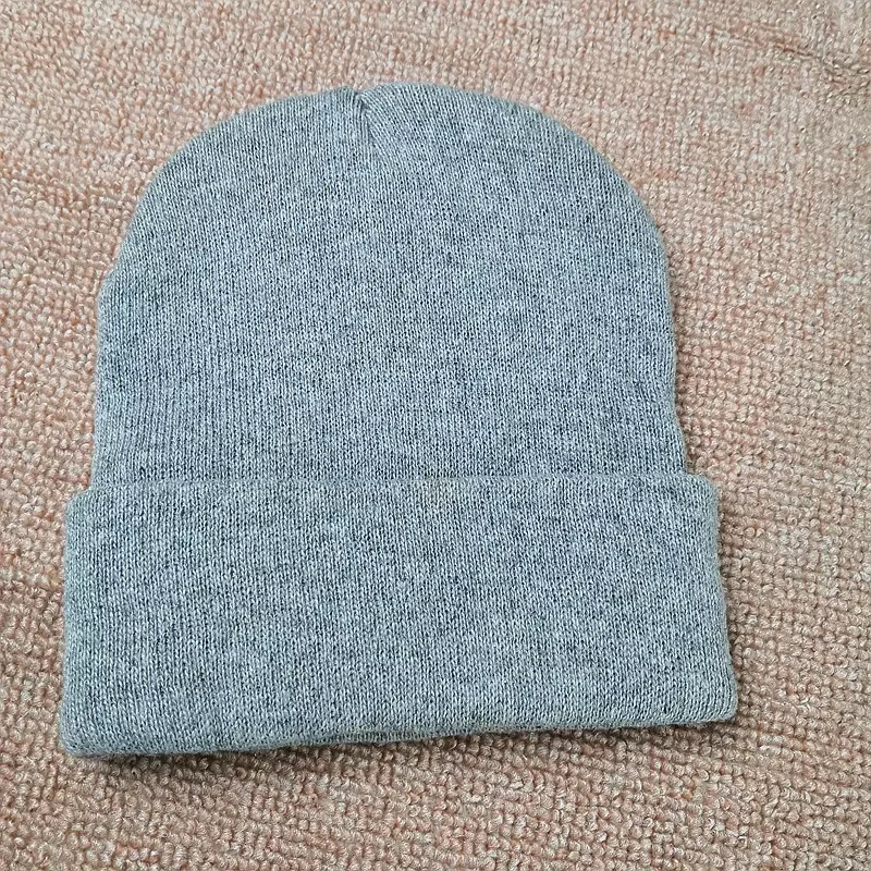 8230002 Logo Designed Unisex Knitted Plain 100% Acrylic Caps Custom Beanie Winter Hat
