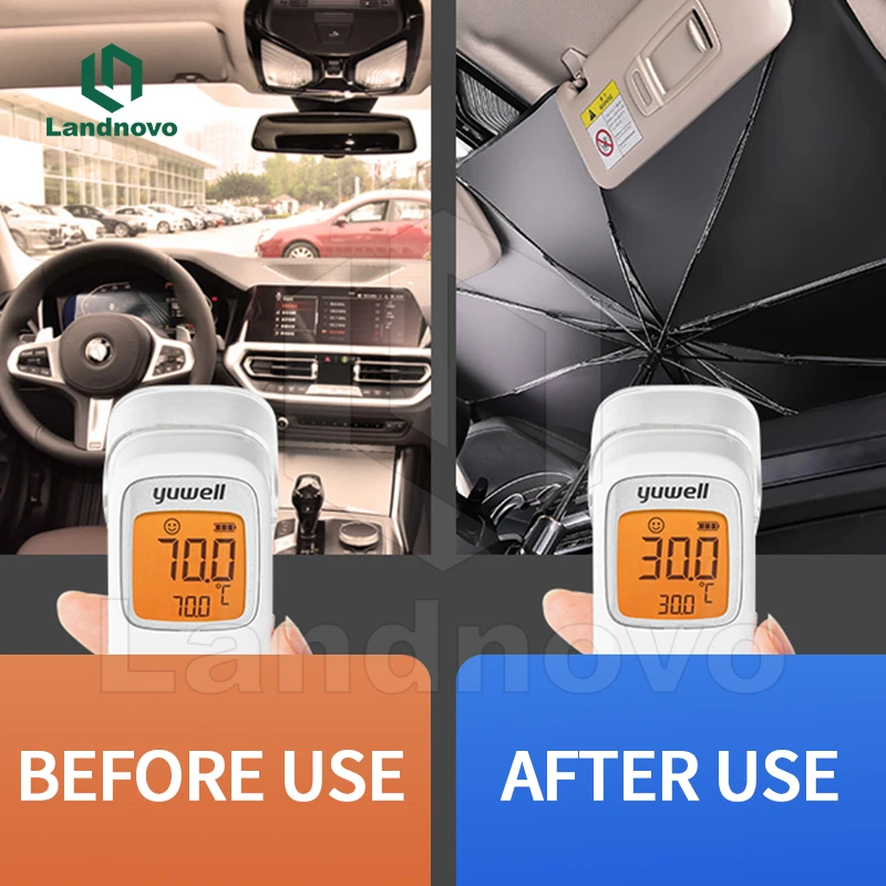 Landnovo Car Sunshade Umbrella Blocks UV Sun Auto Visor Protect Sun shade Windscreen Foldable Parasol Heat Insulation UV Rays