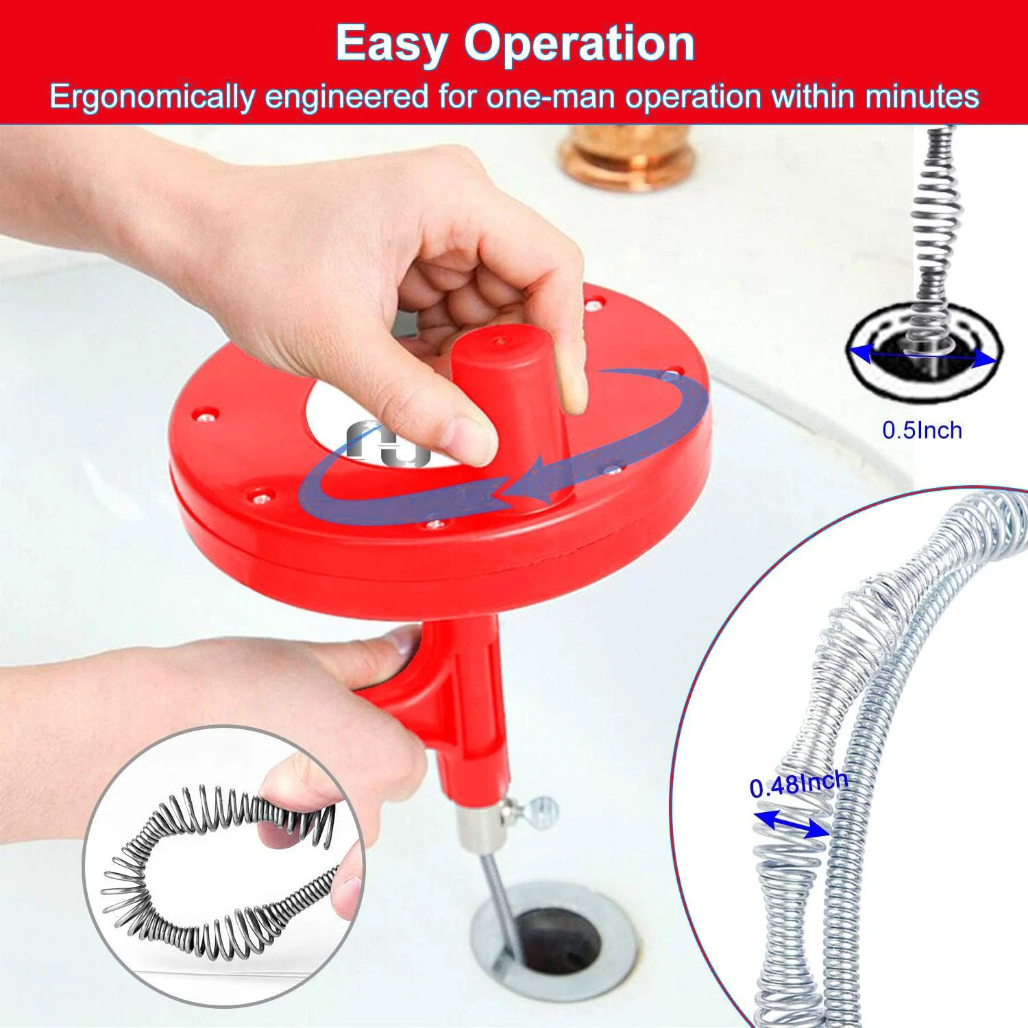 25 Ft Flexible Sink Snake Pipe Snake Drain Clog Remover Sink Shower Drain Sewer Tool Plumbing Snake Drain Auger for toilet