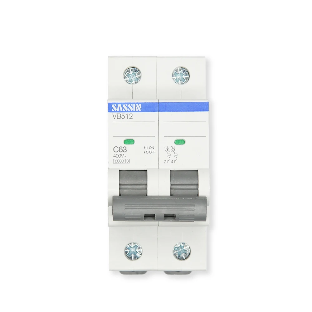 Professional SASSIN 2P 6KA MCB VB512 Doule Pole DPN Miniature Circuit Breaker IEC Standard electrical circuit breakers