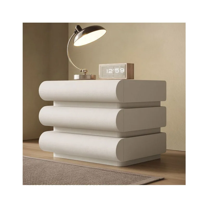 Nordic White Lighting Round Night Stand Modern Smart Bedside Table Mesillas De Noche Nachttisch Luxury Nightstand For Bed Room