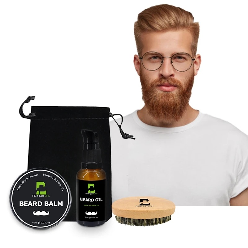 Hot Selling Private Label Beard Growth Kit Growth Beard Oil Serum Roller Beard Balm Grooming Care Gift Set