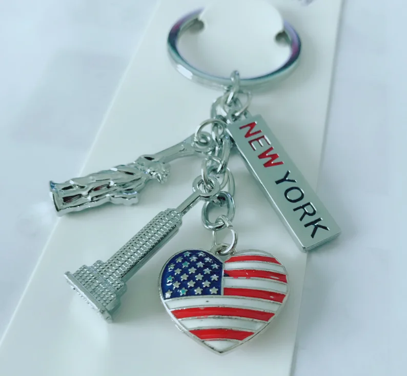 American Flag Souvenir Independence Day Keychain Statue of Liberty Keychain