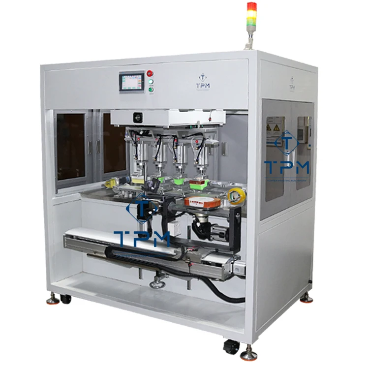 Servo motor 4 colors router WiFi cover box big pad printer plastic printing machine with rotary table