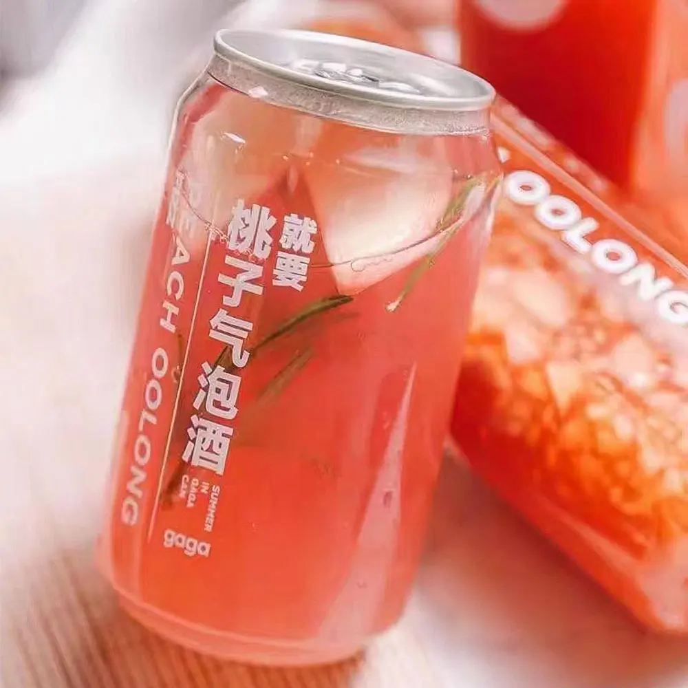 Pull-ring bottles transparent plastic easy open pet cans for beverages custom clear soda pet can