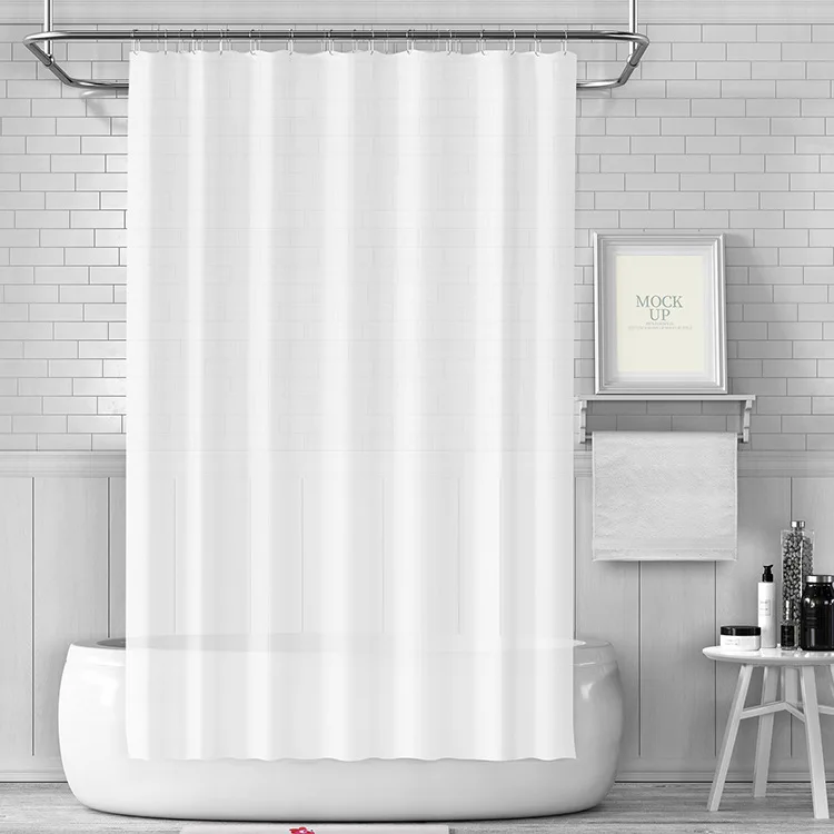 No Punching PEVA Solid Color Beige Shower Curtain Waterproof Anti-mold Toilet Partition Bathroom Shower Curtains