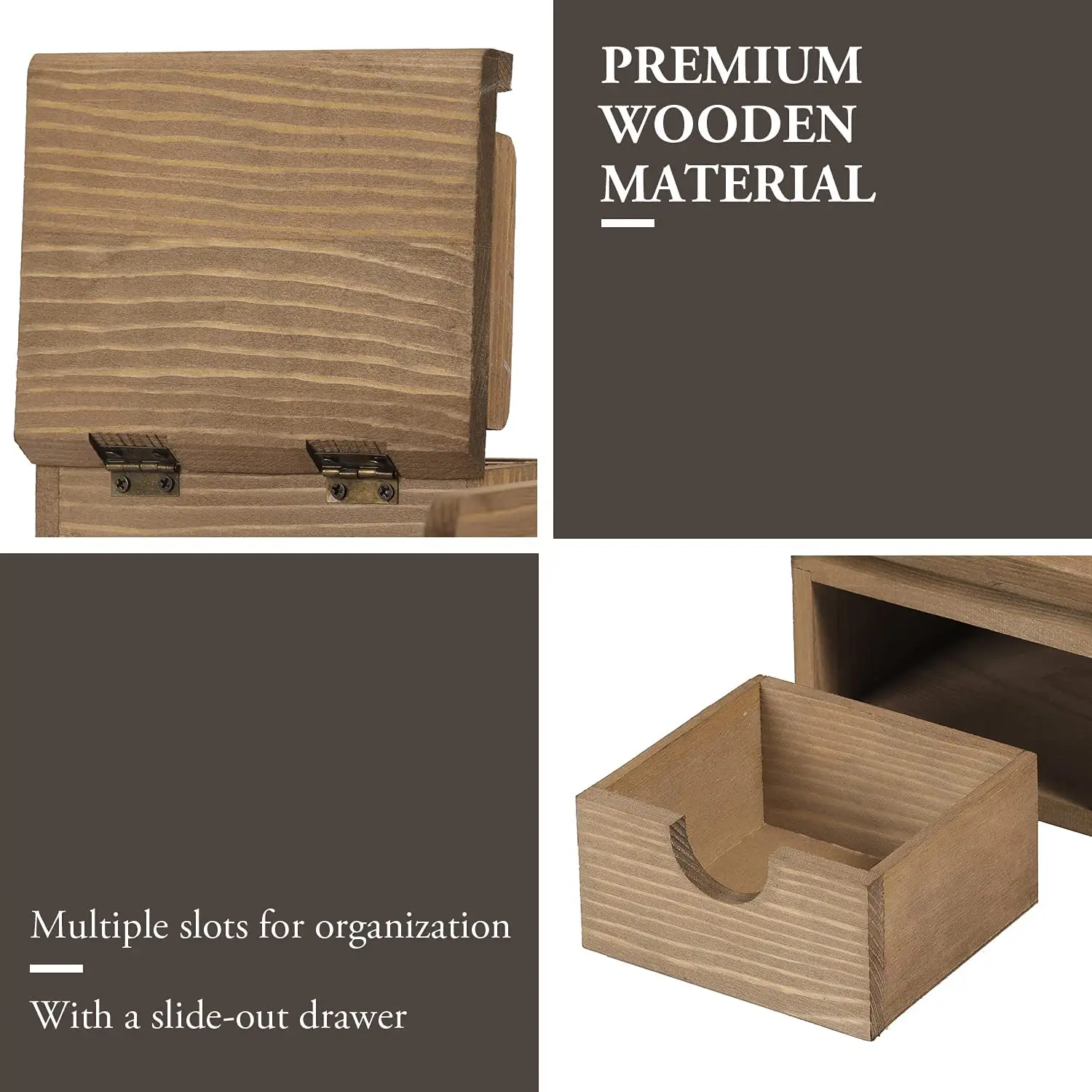  Plain brown wooden table accessories storage box/mail classifier/note Memo Pad Bracket desktop