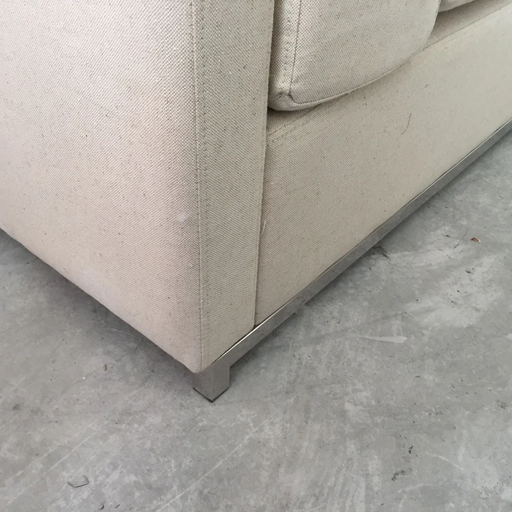 MRS WOODS Hot Selling Modern Design Wooden Cozy Recliner Sofa Natural Linen Upholstered English Living Room Sofa