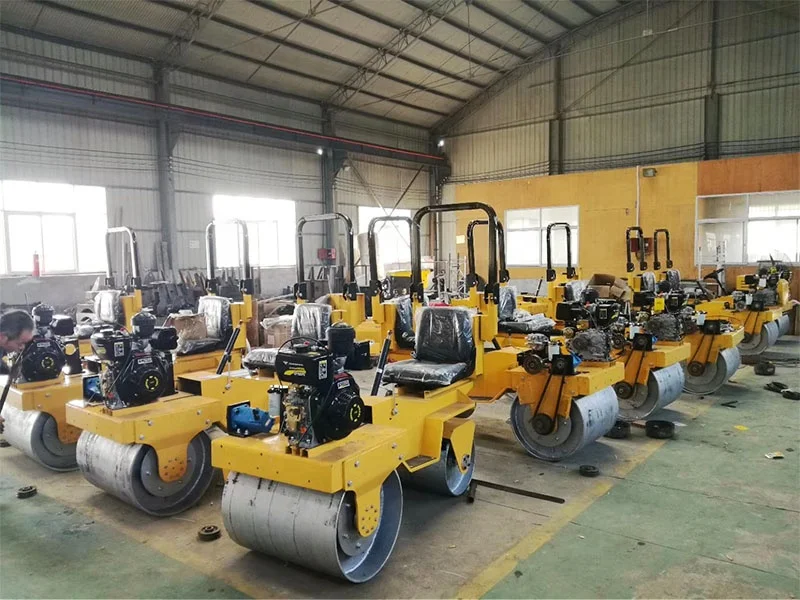 Roller machine vibratory double drum road roller