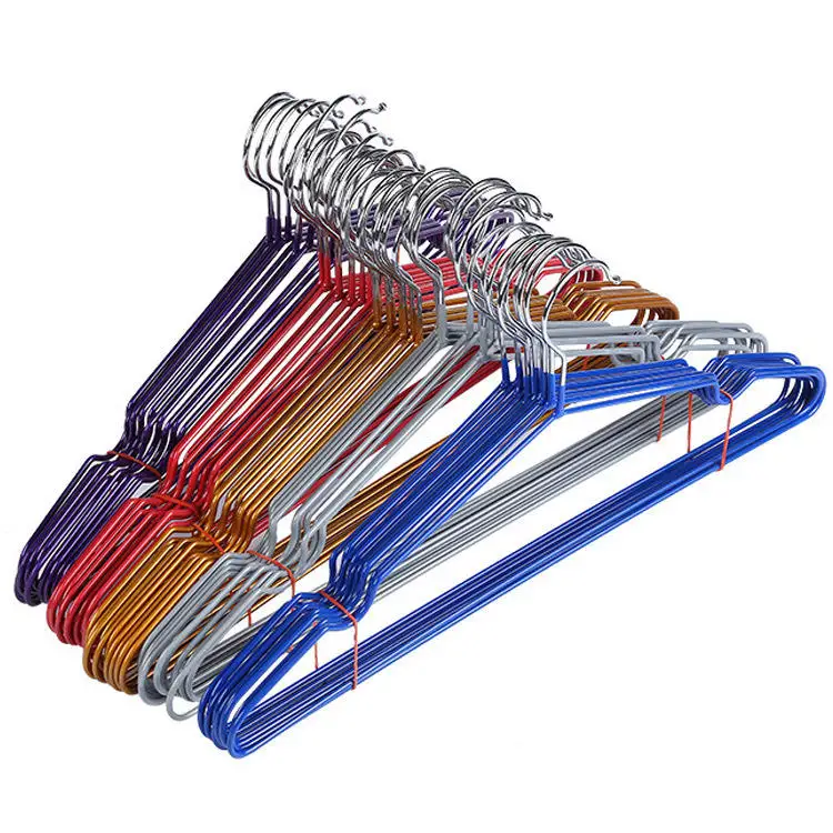 Wholesale of anti slip PVC coated metal wire color hangers by manufacturers