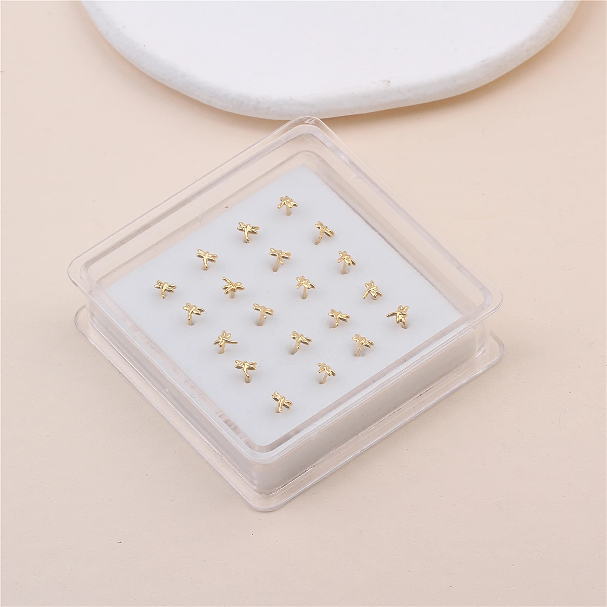 20 PCS Tiny Dragonfly Nose Studs Bendable Soft Ball End Nose Bone Pin Nostril Nose Piercing Boxed Jewelry Wholesale 22G