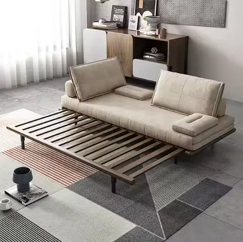 More Design Luxury Comfortable Home Furniture Hotel 3 seat Wood Frames Fabric Leather Living Room Folding Sofa Bed with Storage