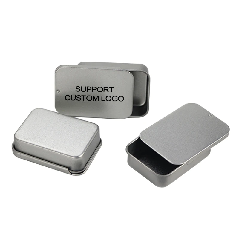 
Cheap Small Rectangular Wholesale Lip Balm Tin Can Packaging Slide Mini Mint Tin Box 