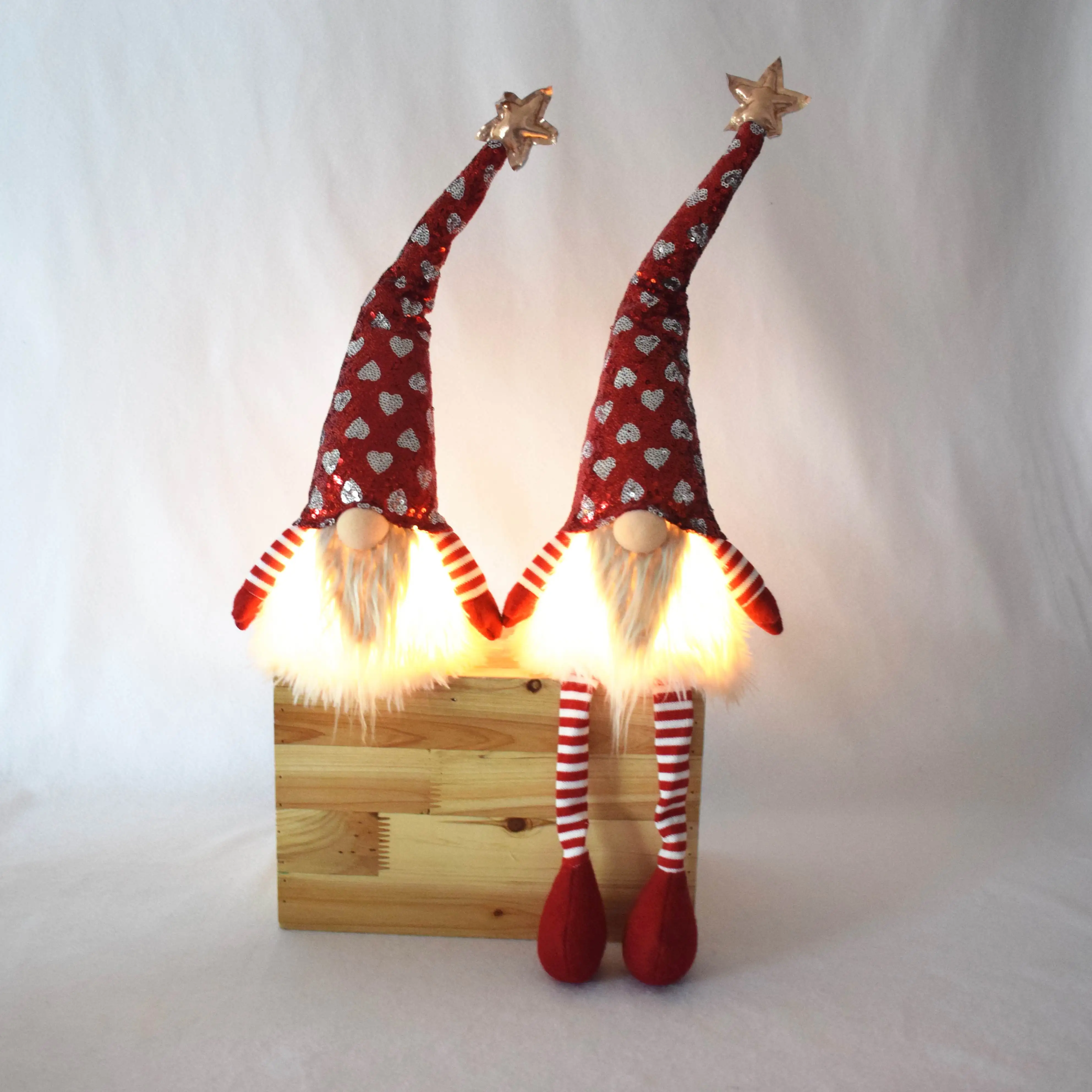 Подарок на день святого валентина, красные плюшевые гномы со светодиодными пайетками, прекрасное украшение, подарки на день святого валентина