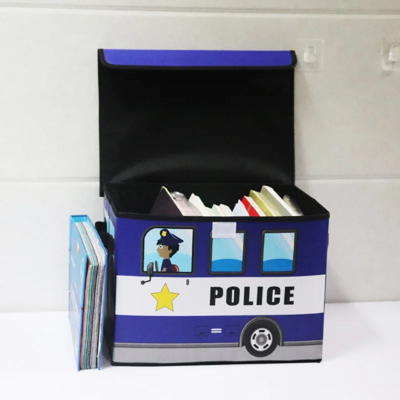 Y60 School Bus Treasure Box Foldable Chest Storage Box Cubes Organizer Collapsible Toy Chest with Lid Truck Toy Storage Box