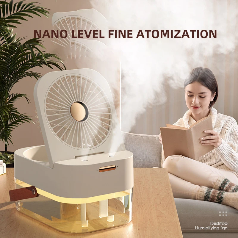 Mini Air Conditioner Air Cooler With Night Light Portable Usb Charge Humidification Spray Fan Electric Fans Remote Control Fan