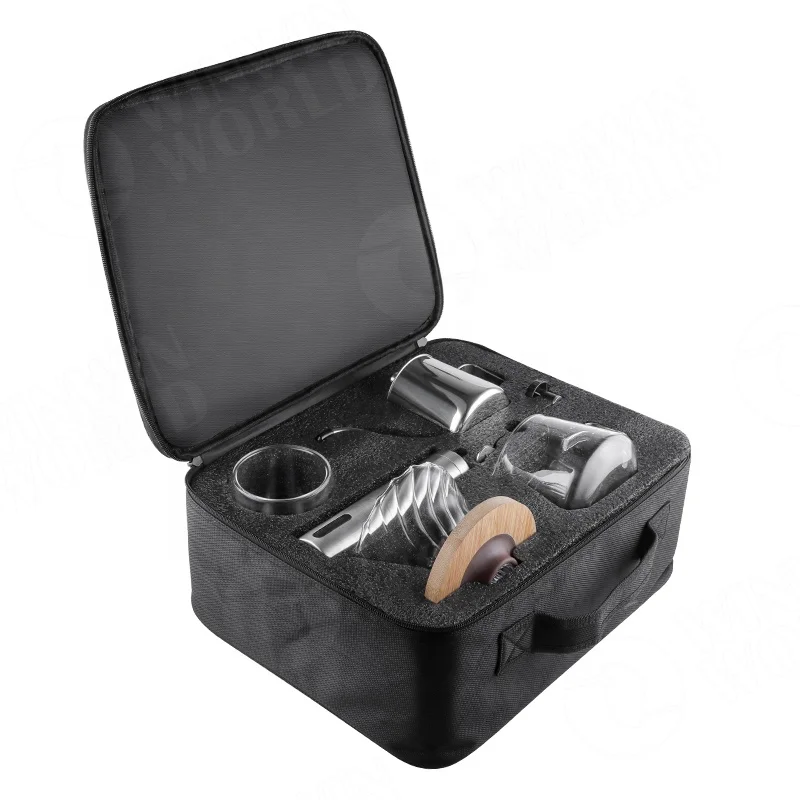 Modern Dripper Coffee Gift Set Includes Kettle,Manual Grinder and Glass Cup,ALL in 1 Great Portable Box for Traveling