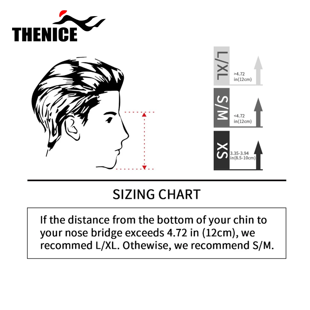 
THENICE exclusive new design HD anti-fog snorkel mask,Swim eyewear with ear pressure balance protection 