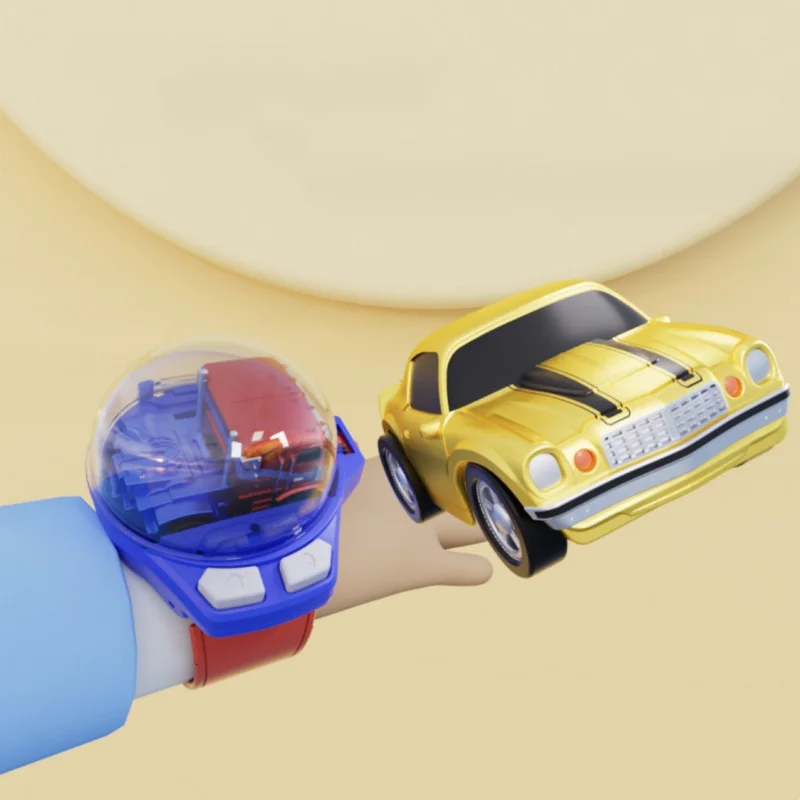 Mini Remote Control Watch Alloy Car Toys 2.4 GHz 50m Long Distance Small Racing Car with USB Charging Cartoon RC Car Gift
