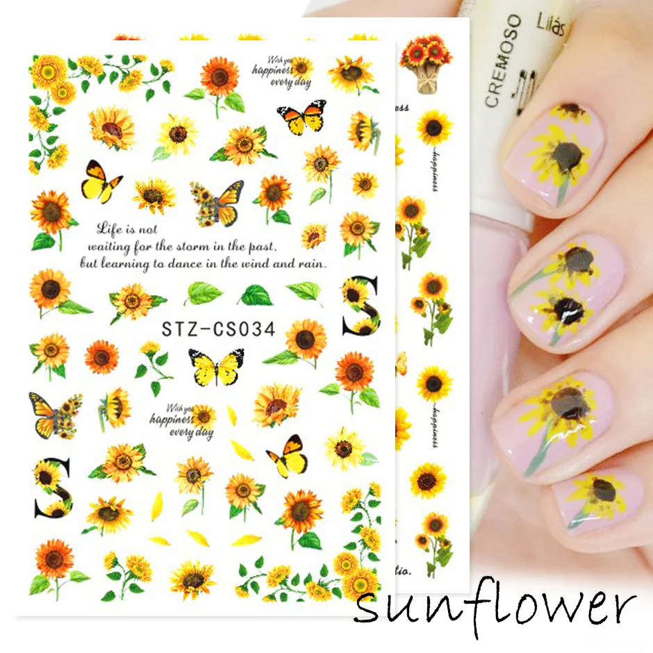 2d nail sticker isn Japanese and Korean cherry blossom small daisy flower fruit hipster DIY adhesive nail sticker