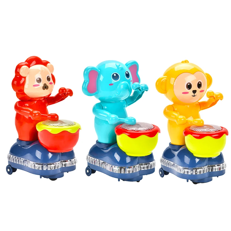 QS Guangdong Factory Educational Musical Toy Battery Operated Electric Sounding Drums Plastic Universal Animal Toys For Kids