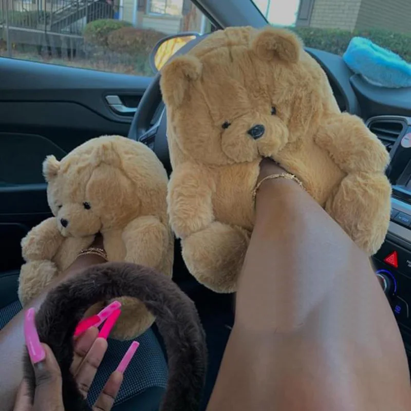 OXGIFT Wholesale kids plush teddy bear slipper shoes for women