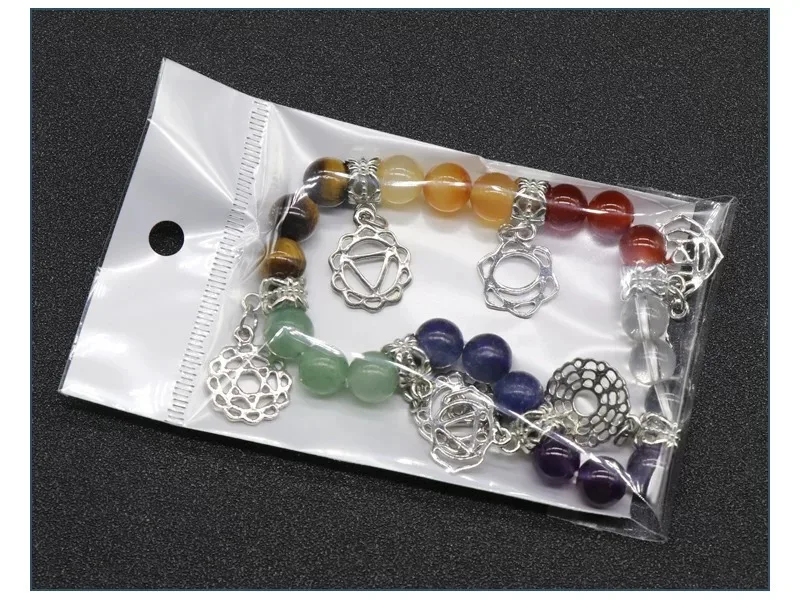 Wholesale 7 chakra natural crystal stone bracelet yoga jewelry crystal agate colorful bracelet