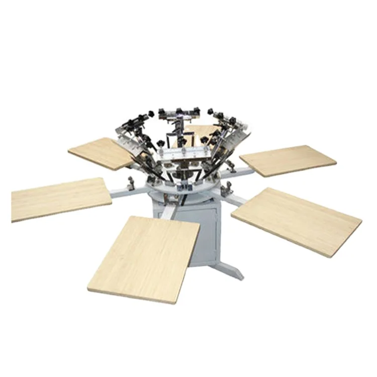 Manual Rotary 6 Color Station Screen Printing Press Machine Silkscreen