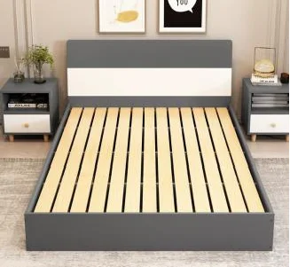 Modern Queen Double Wood Frame Bed Wood Frame with Headboard Queen Upholstered Bed