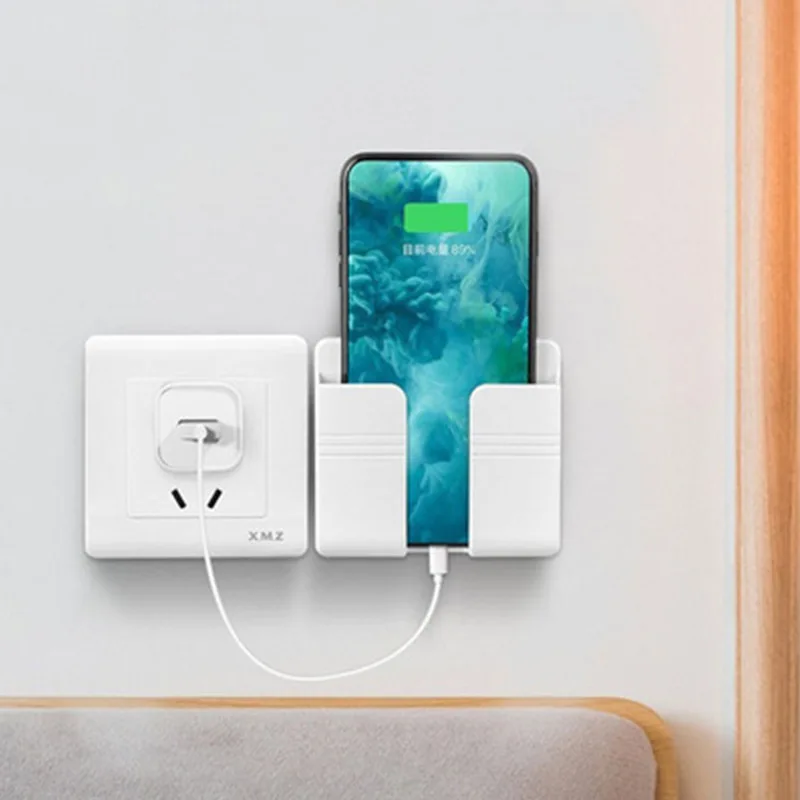 FS490 Popular Stock Multifunction New Wall Phone Holder Adhesive Mobile Phone Wall Charger Holder And Remote Control Stand