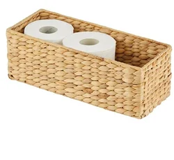 Natural Woven Seagrass Bathroom Toliet Roll Holder Storage Organizer Basket Bin For Bathroom Countertop, Toilet Tank Top