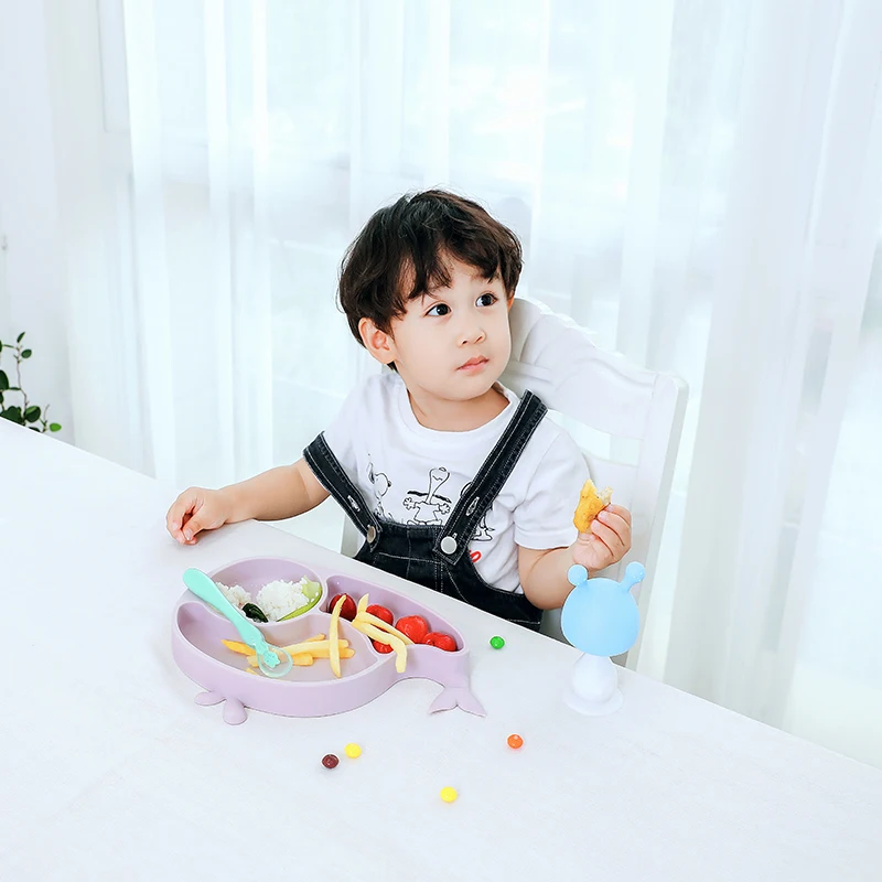 Factory Direct Sales Can Be Customized Anti Fall Easy to Clean Food Grade Silica Gel Plate Baby Special Feeding Tableware Set
