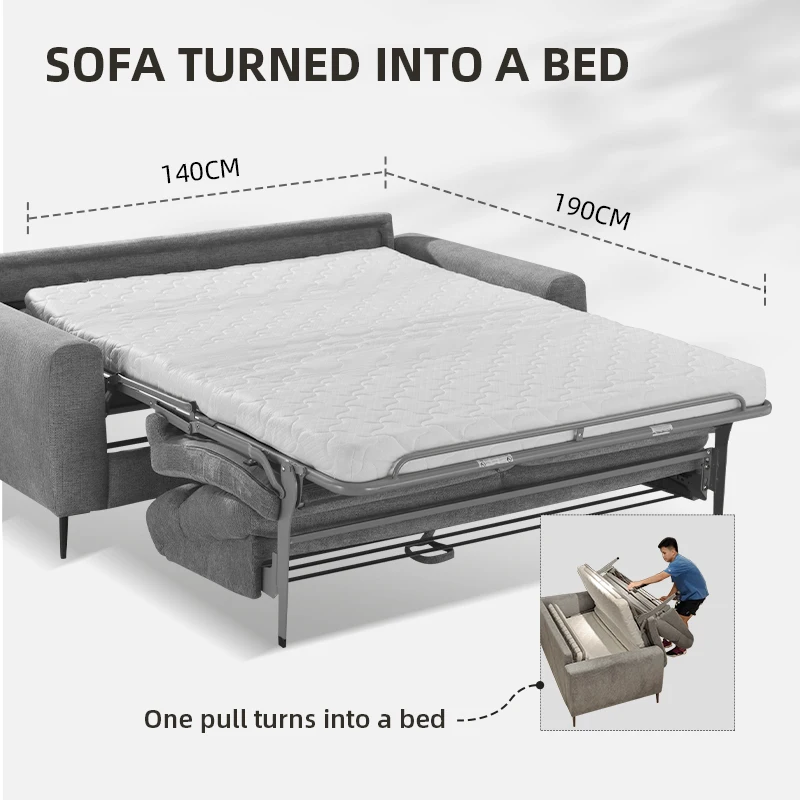 Foshan Factory Italy Fabric Sofa Bed with Mattress Fold Out 3 Seater Modern Living Room Sleep Sofa for Apartment and Hotel