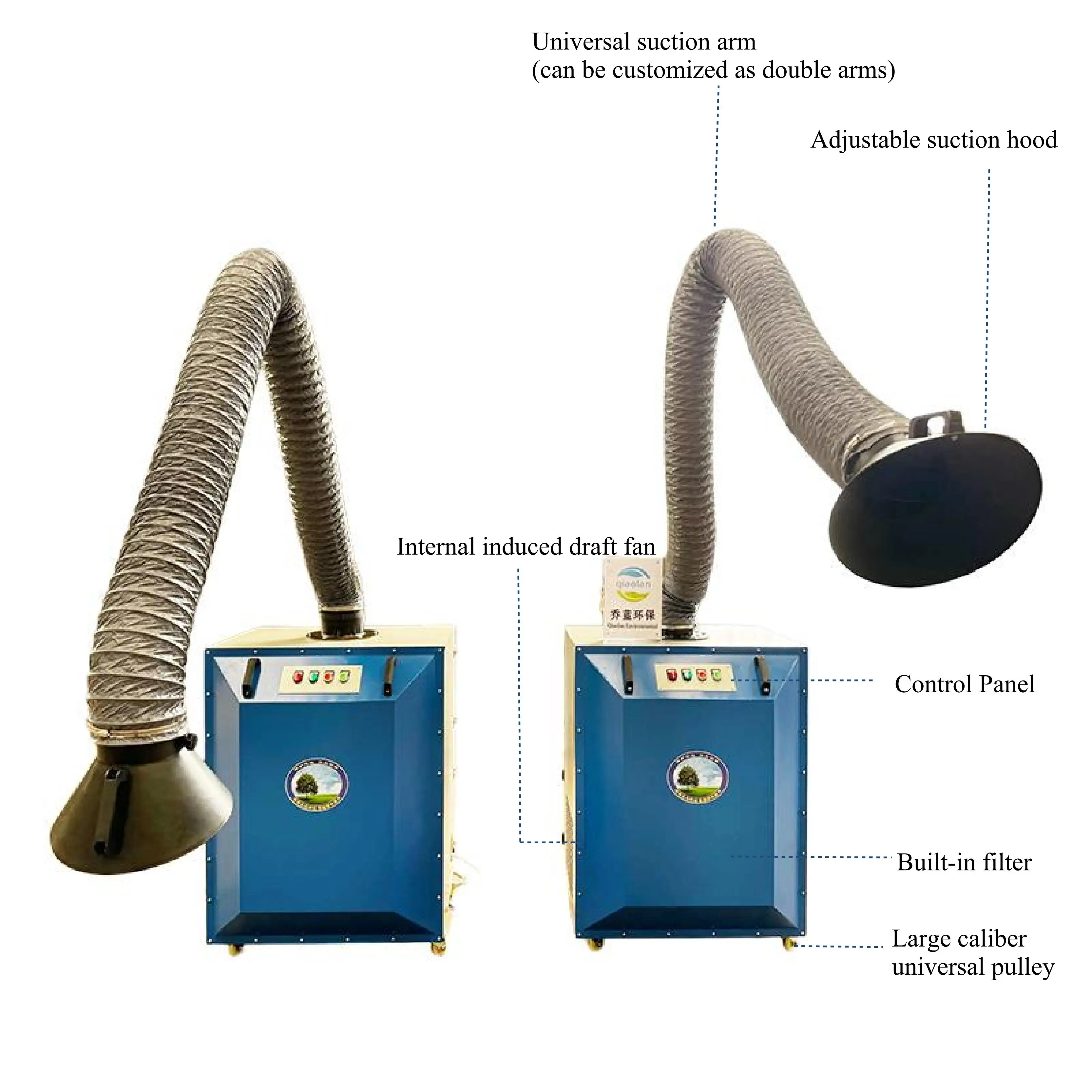 Two Suction Arms Vacuum Cleaner High negative Dust Collector Machine Laser Cutting Soldering Fume Extractor Absorber Machine