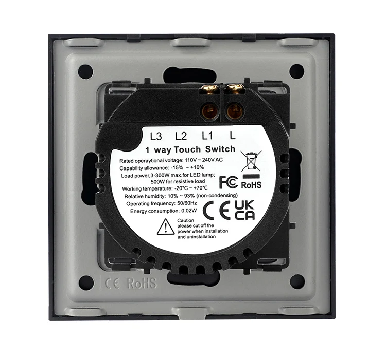 TAWOIA 86MM Electric Switch 1 Gang 300W economy normal Glass screen touch switch wall Light Switch