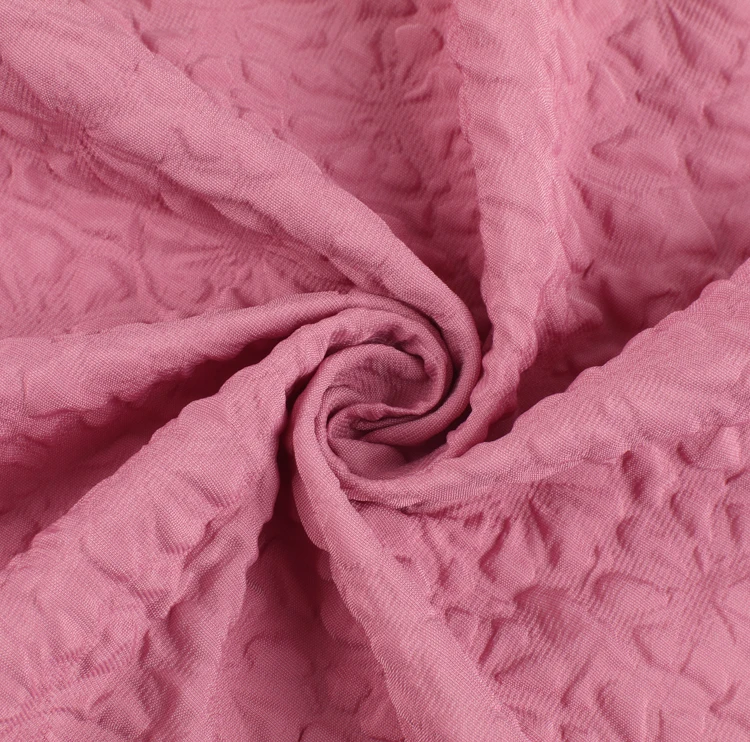 New Women Unique Fashion Clothing Dress Home Textile Material Polyester Bubble 3D Eight Leaf Flower Embossed Jacquard Fabric