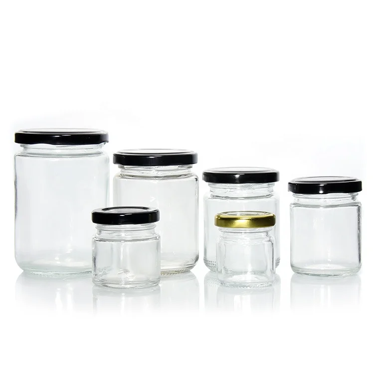 Factory Produced Wide Mouth Round Glass Honey Jar With Screw Metal Lid