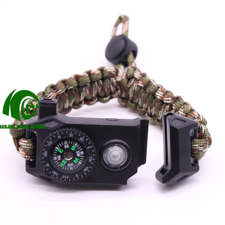 Kango Parachute Survival Bracelet With Firestarter Whistle Knife Kits Concert Led Wristband Lifesaving Wristband