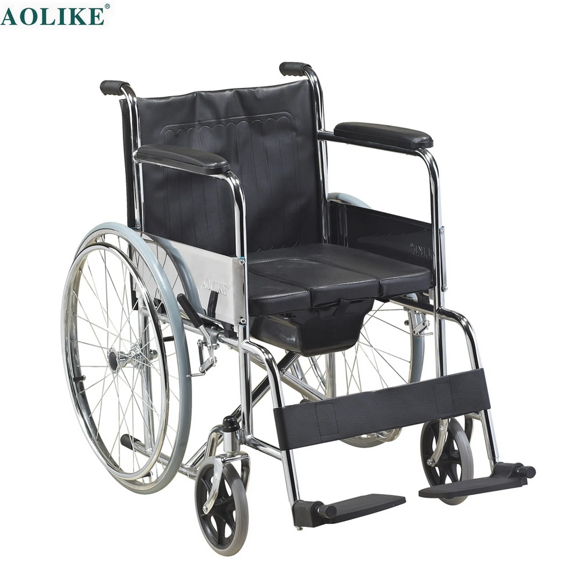 Hot sale  Lightweight Steel Folding Comfortable Commode Wheelchair for Disabled