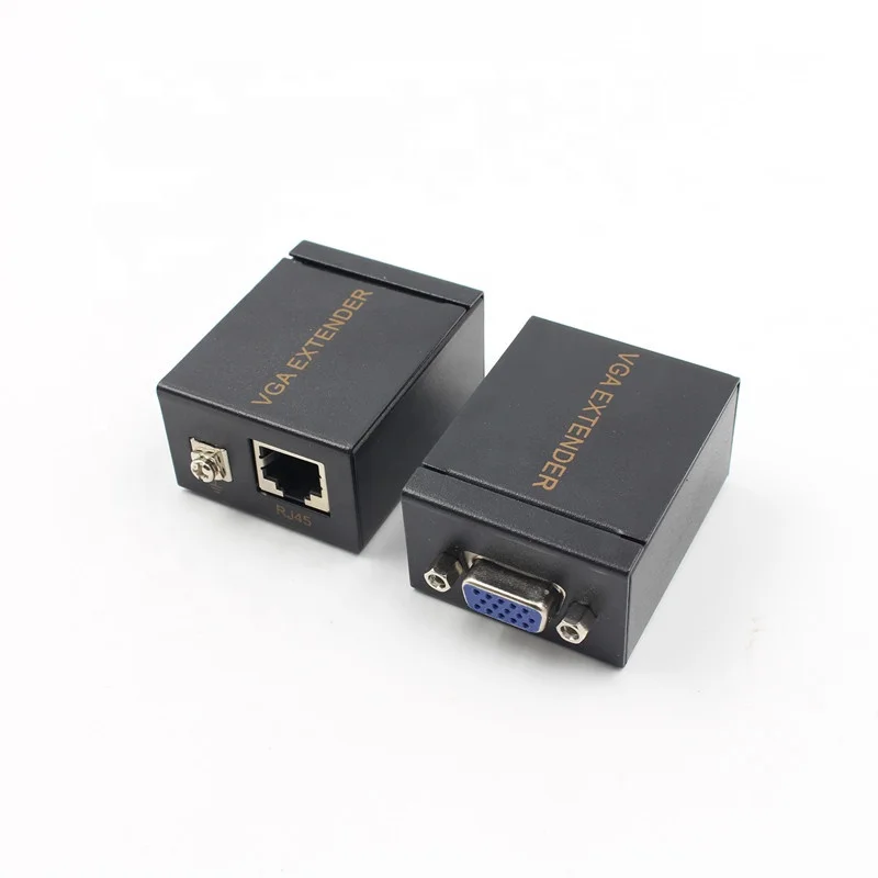 One Pair 60M VGA Extender Female To Lan Cat5 Cat5e RJ45 Ethernet Female Adapter Amplifier VGA Extender