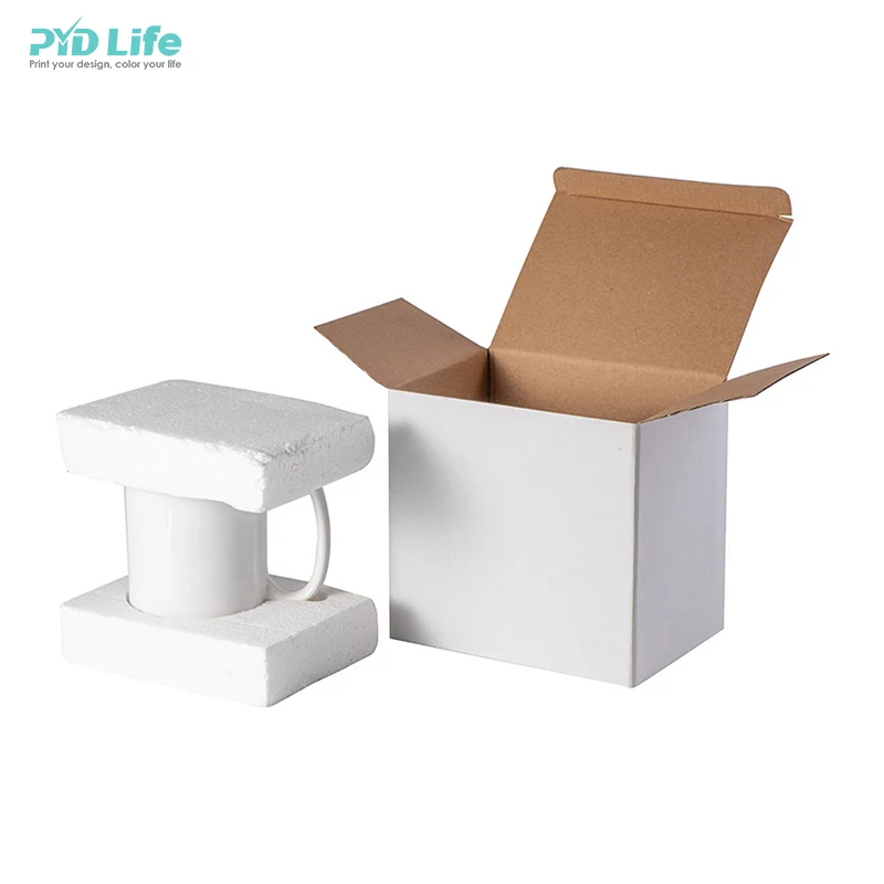 PYD Life Wholesale White Paper Box for 15 oz Sublimation Ceramic Mug Custom Paper Box with Foam