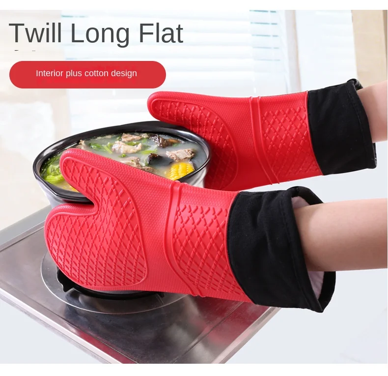 New hot selling silicone insulated gloves kitchen baking oven insulation anti scalding thickened heat-resistant gloves