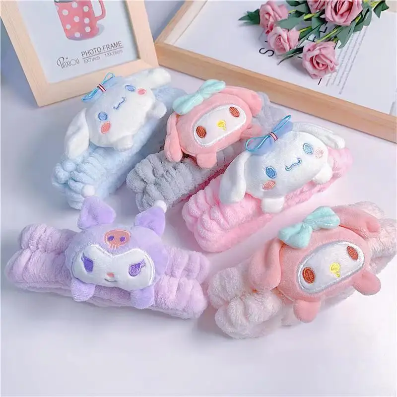 Jiamu Korean INS Style Cartoon Lovely Cute Sanrio Wash Face Head Rope Hair Hoop Large Simple Plush Headband For Women Girls