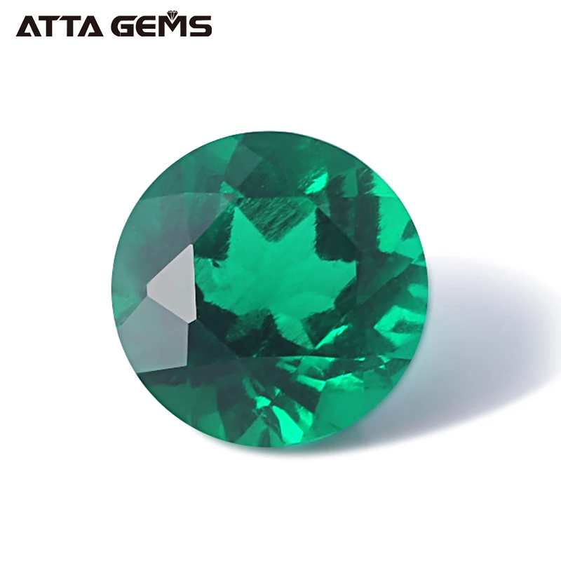 Hydrothermal Synthetic Emerald 6.5*6.5mm 1 Carat Round Cut Zambian Emerald Loose Gemstones