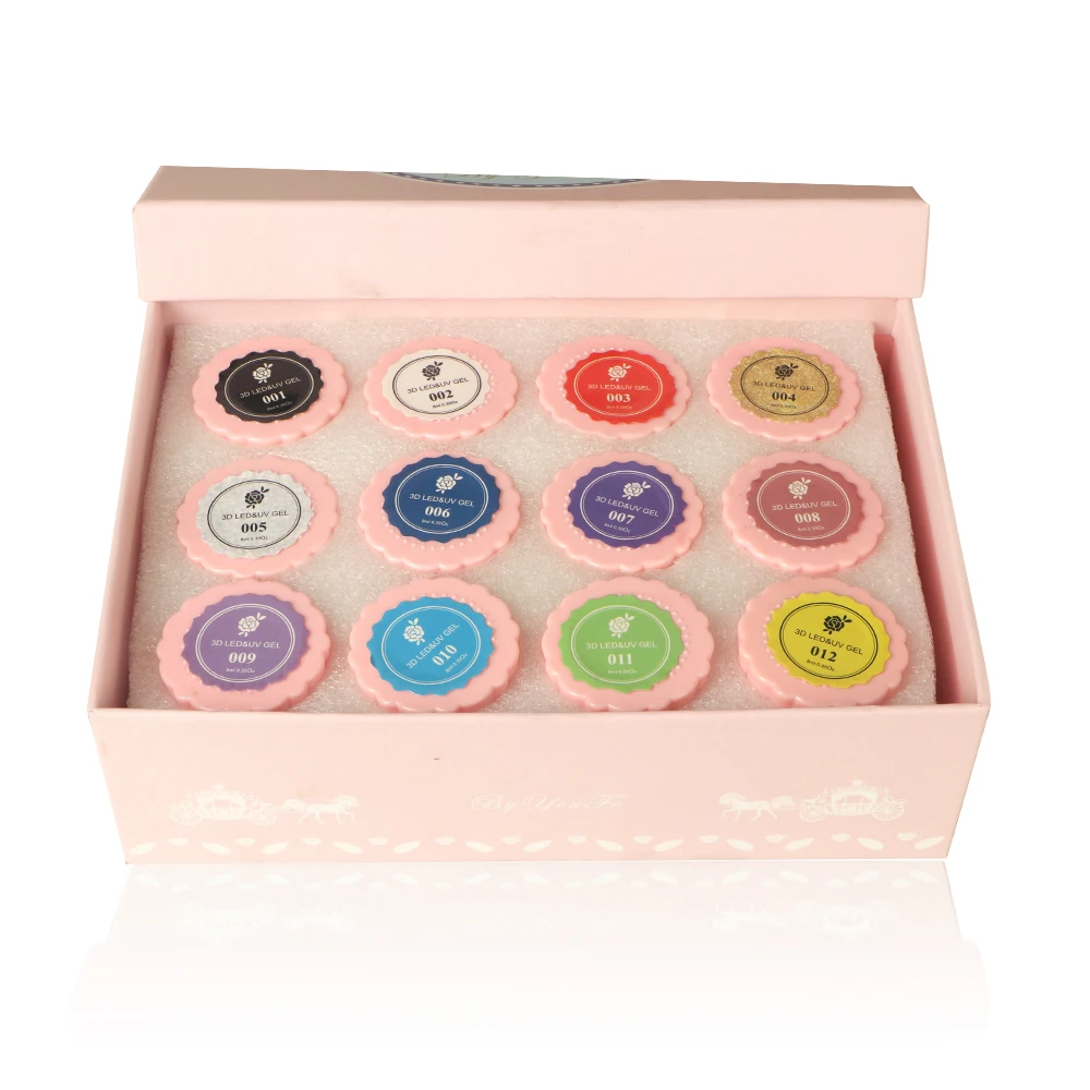 Private Label Emboss Sculpture Carving Gel Nail Art Design 12 Colors Nail Gel Polish