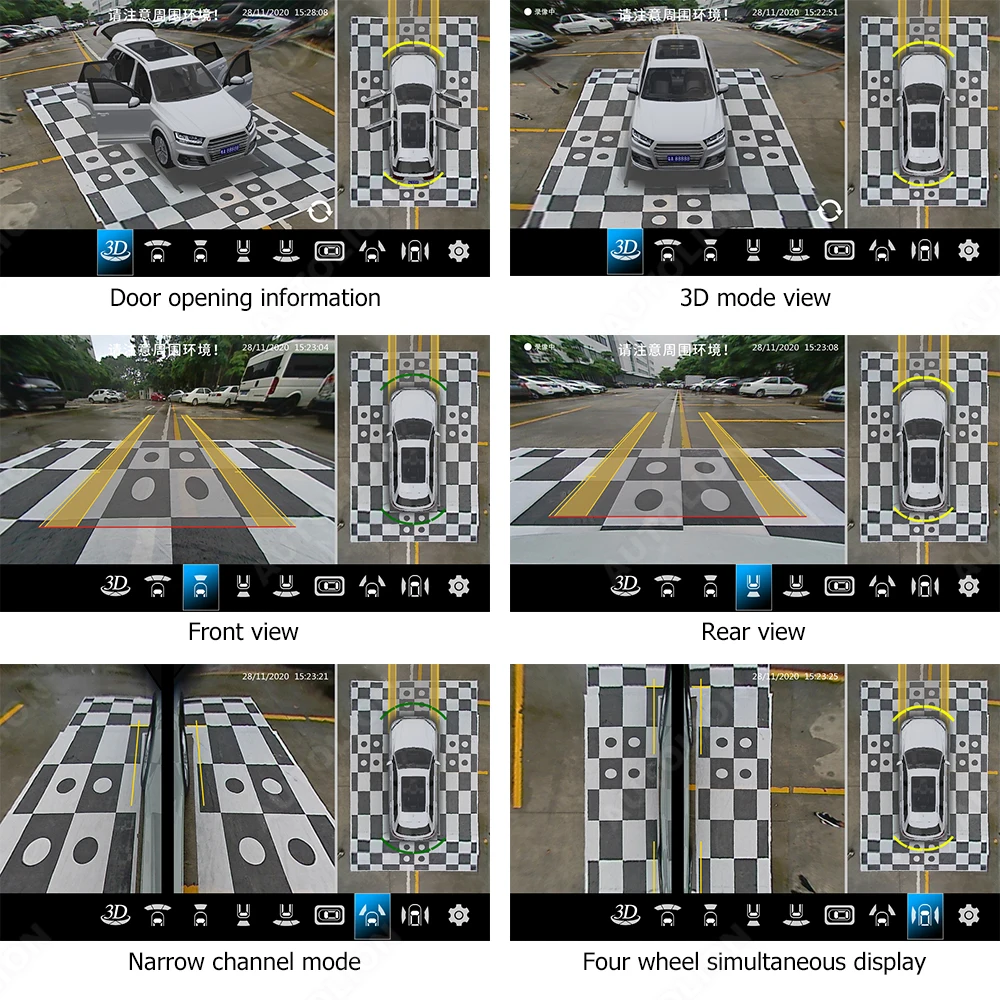 Auto Calibration 1080P 360 Degree Panoramic Backup Camera 2D 3D Surround Bird View DVR System for 2018 Lexus es