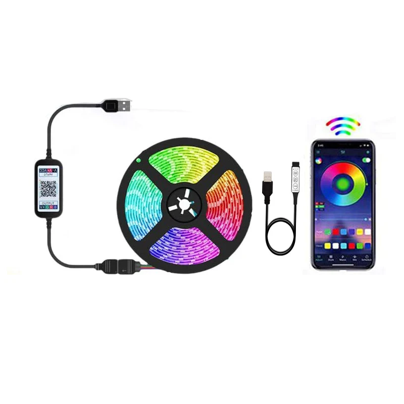 Smart LED  Strip  1M 2m 3m 5M BT APP Control Music Sync 5050 RGB 5V USB TV LED Strip Tape Luces Luz  Ribbon Background Backlight