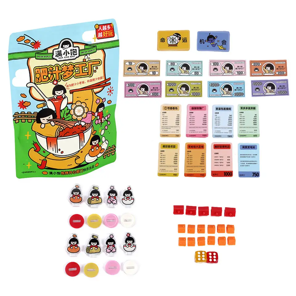 Hot Sale Custom Pattern Fun Little business Game Custom Group Team Board game With Plastic Pieces